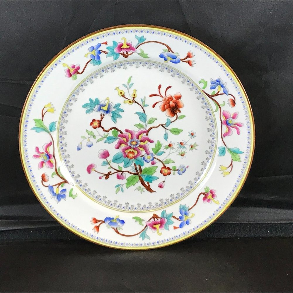 Vintage Royal Worcester Hand-Painted Multicolor Floral Porcelain Dinner Plate